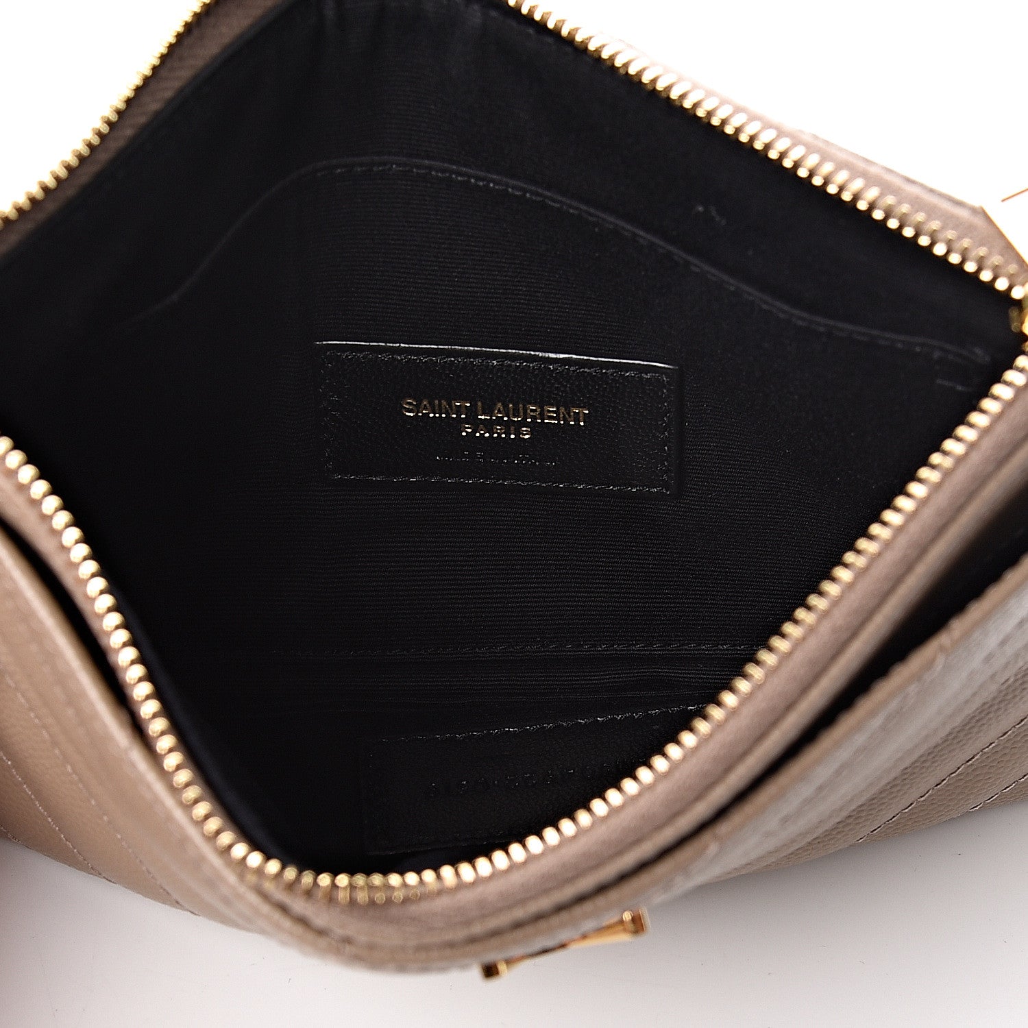 Saint Laurent Grain De Poudre Chevron Monogram Bill Pouch Dusty Grey 5 of 7