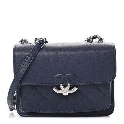Chanel Goatskin Quilted Small CC Box Flap Navy 1 of 14