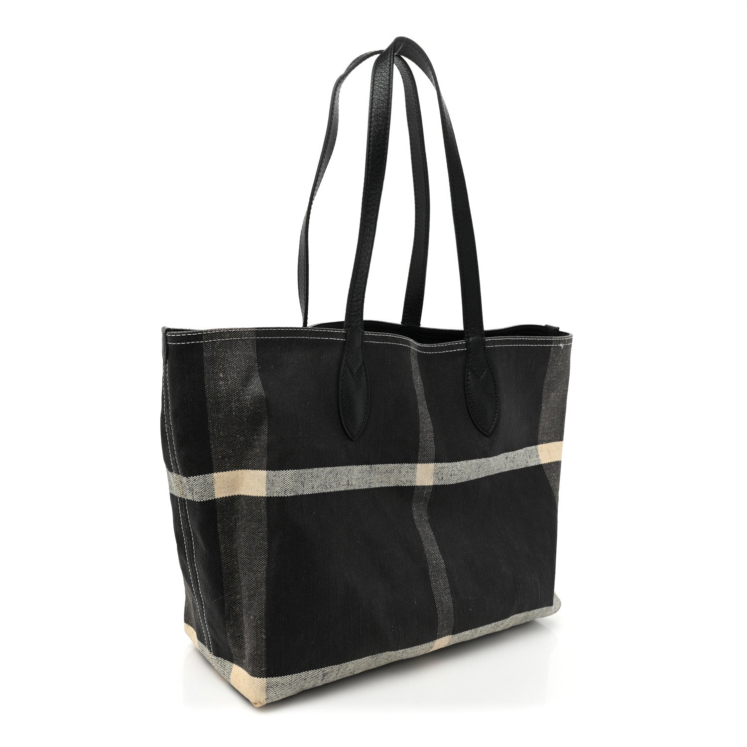 Burberry Coated Canvas Mega Check Medium Doodle Tote Black White 3 of 15