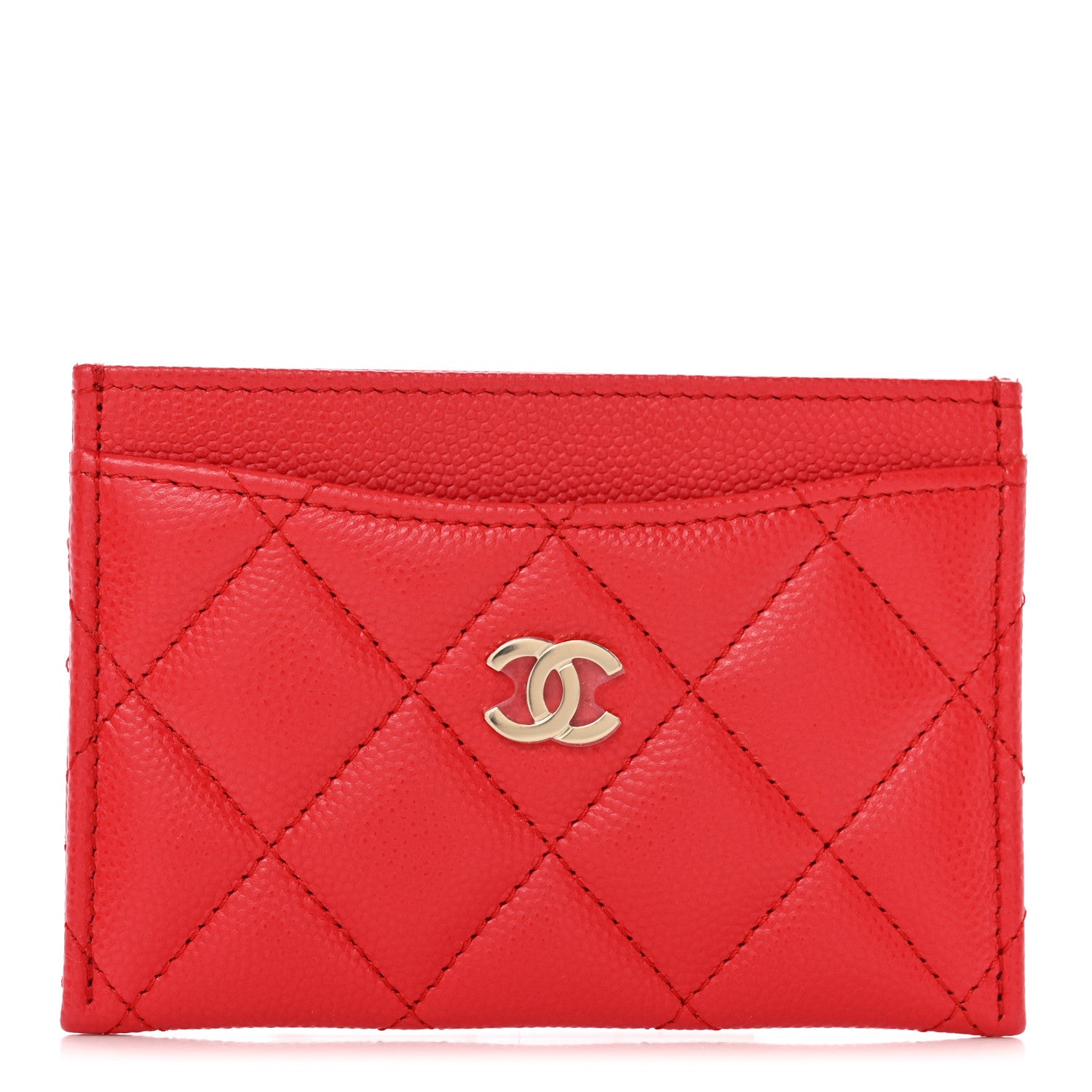 Chanel Caviar Quilted Card Holder Red 1 of 8