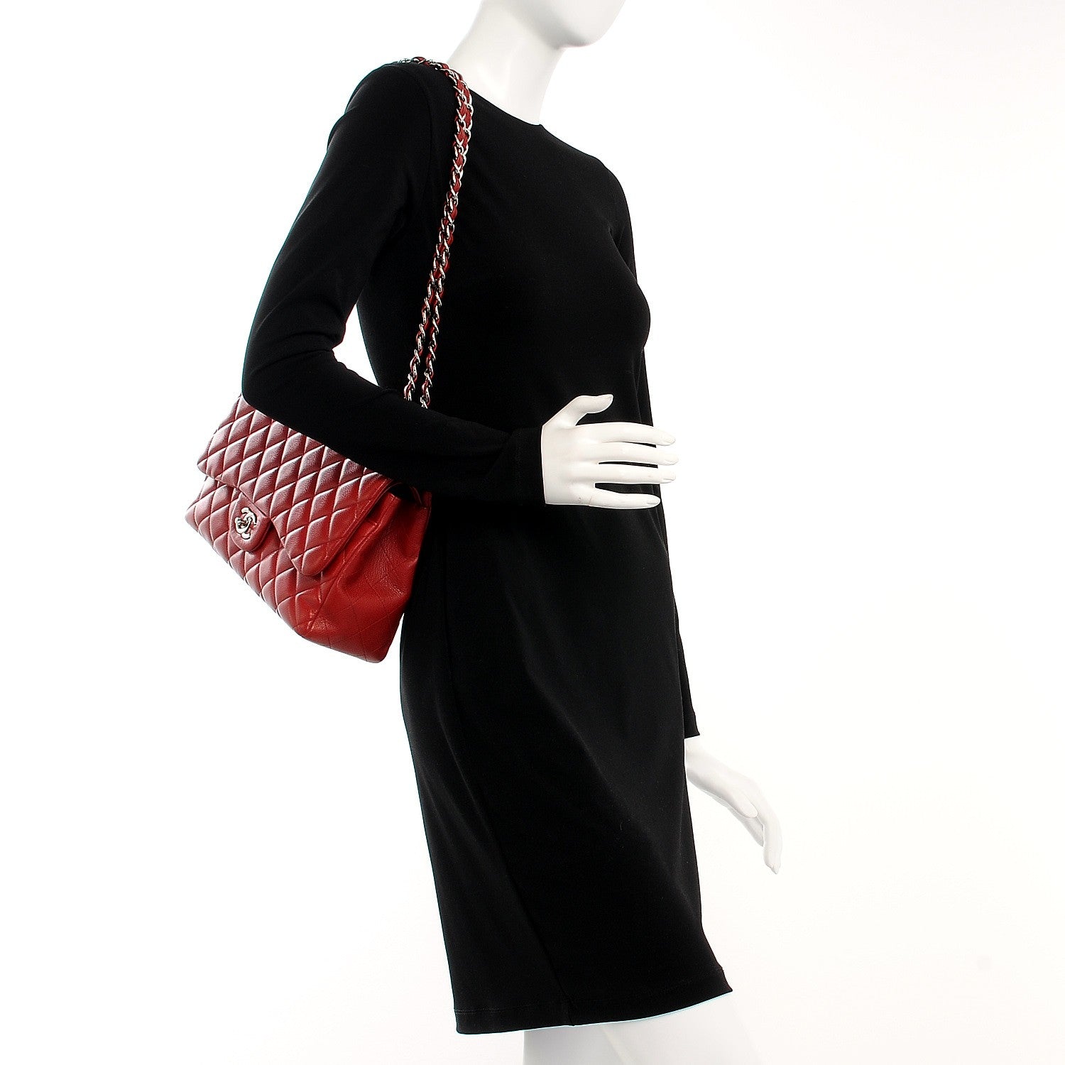 Chanel Caviar Quilted Jumbo Double Flap Red 2 of 7