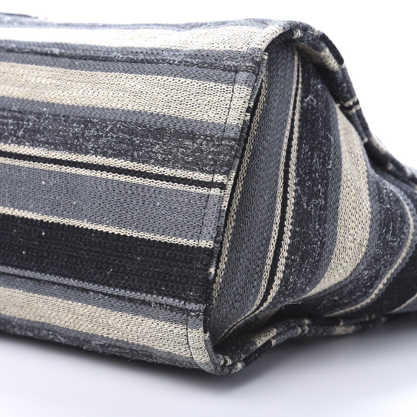 Striped Canvas Medium Deauville Tote Black