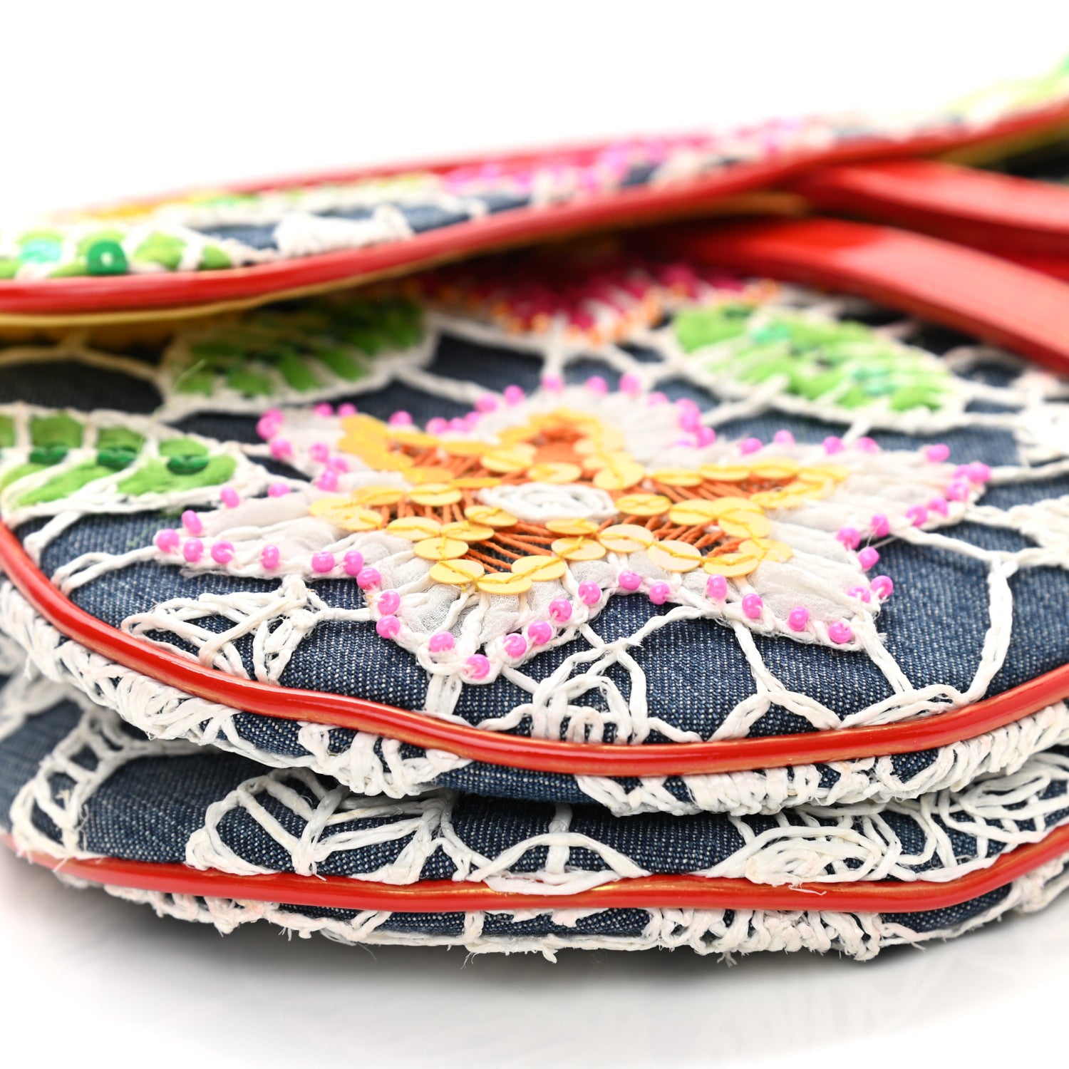 Christian Dior Denim Embroidered Sequin Saddle Bag Multicolor 8 of 11