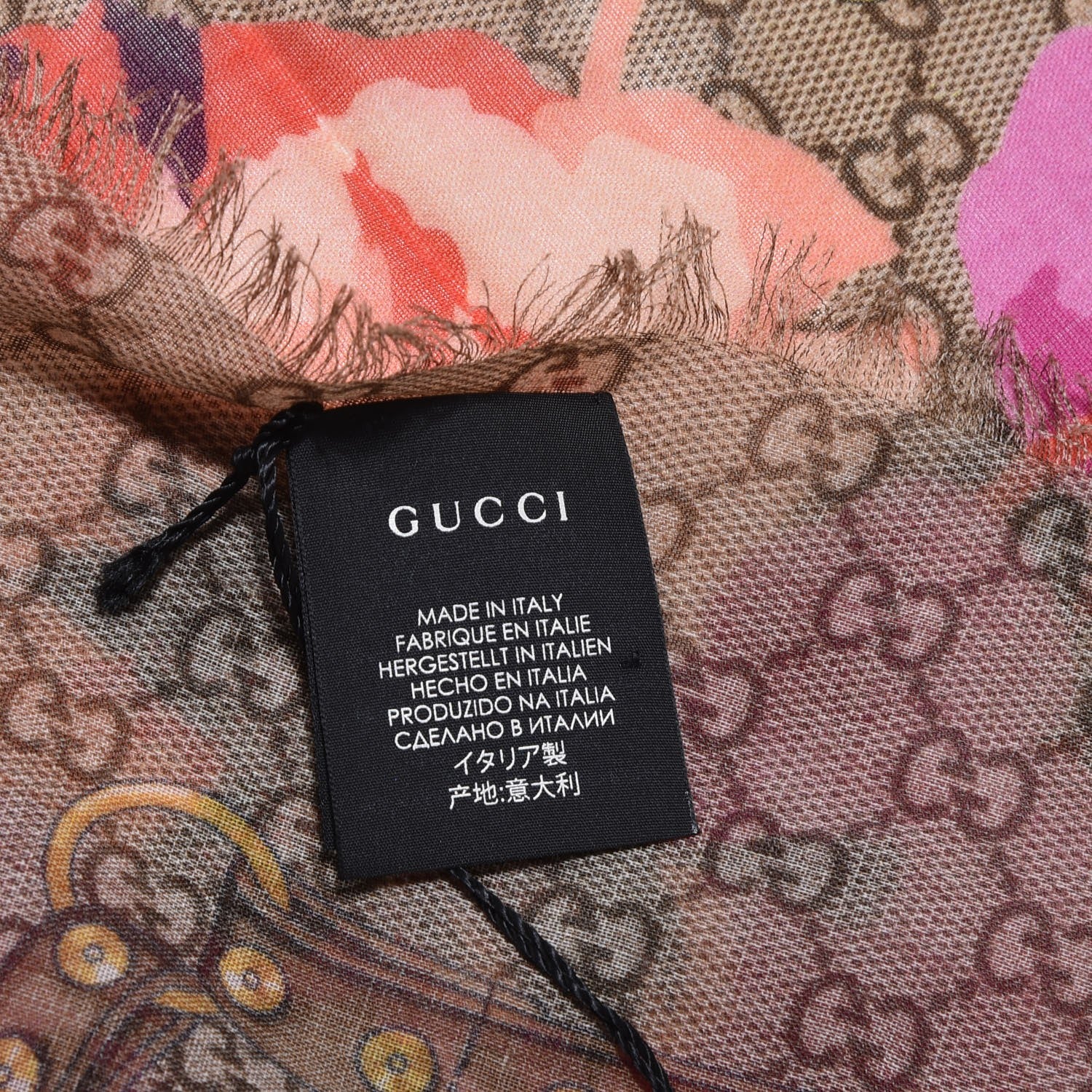 Gucci Wool Jacquard GG Monogram Big Panshie Fringe Shawl Roseate Beige 5 of 6