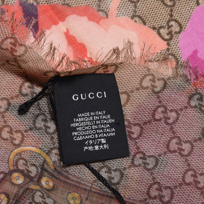 Gucci Wool Jacquard GG Monogram Big Panshie Fringe Shawl Roseate Beige 5 of 6