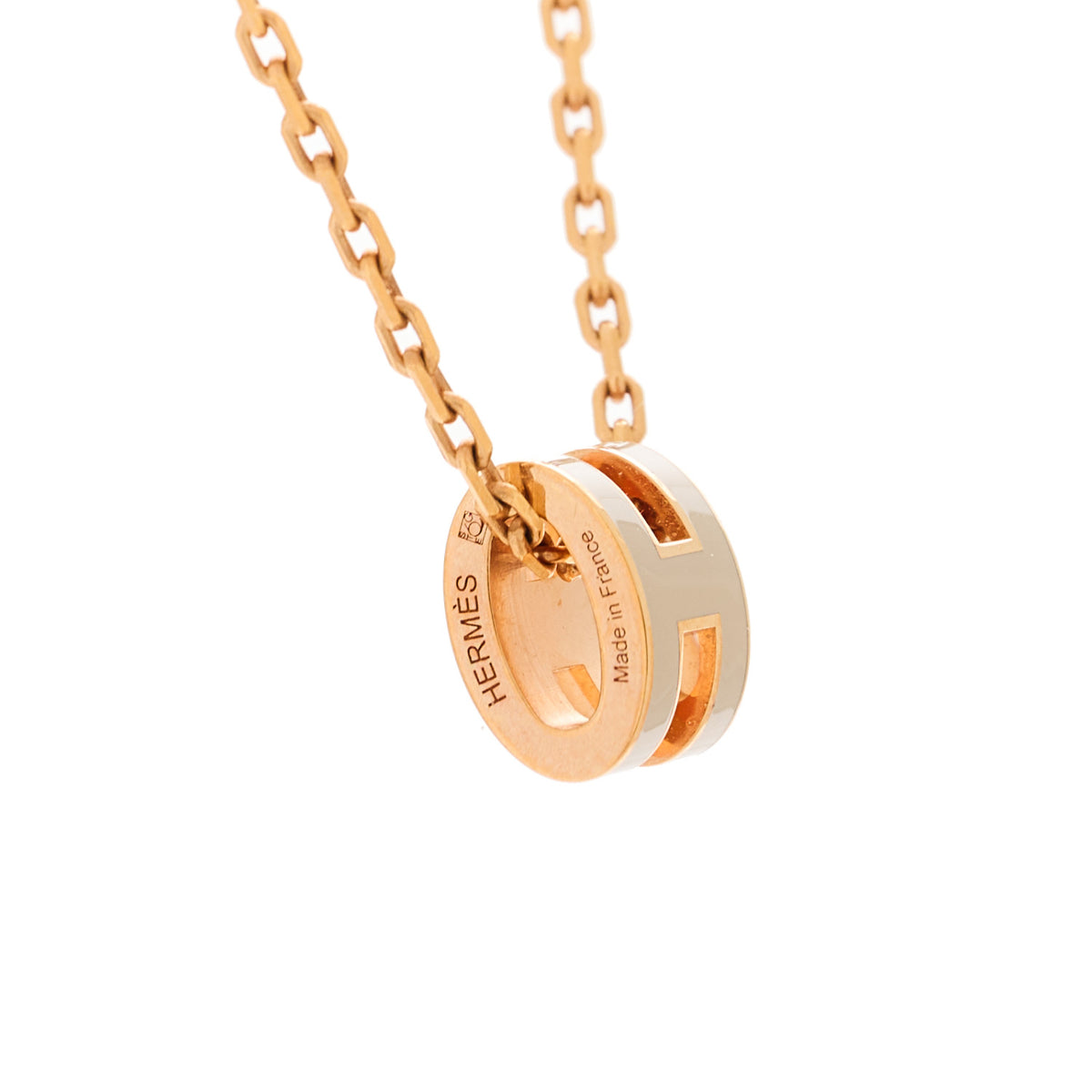 Lacquered Rose Gold Mini Pop H Pendant Necklace Marron Glace