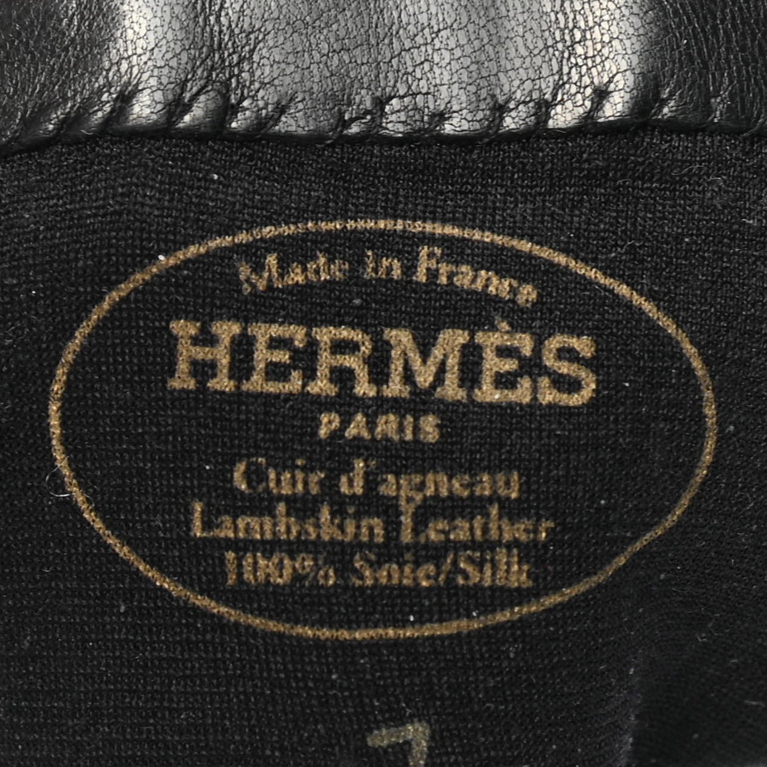 Hermes Lambskin Soya Kelly Lock Gloves 7 Black 4 of 6