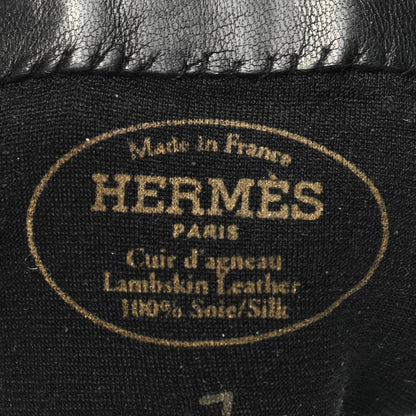 Hermes Lambskin Soya Kelly Lock Gloves 7 Black 4 of 6