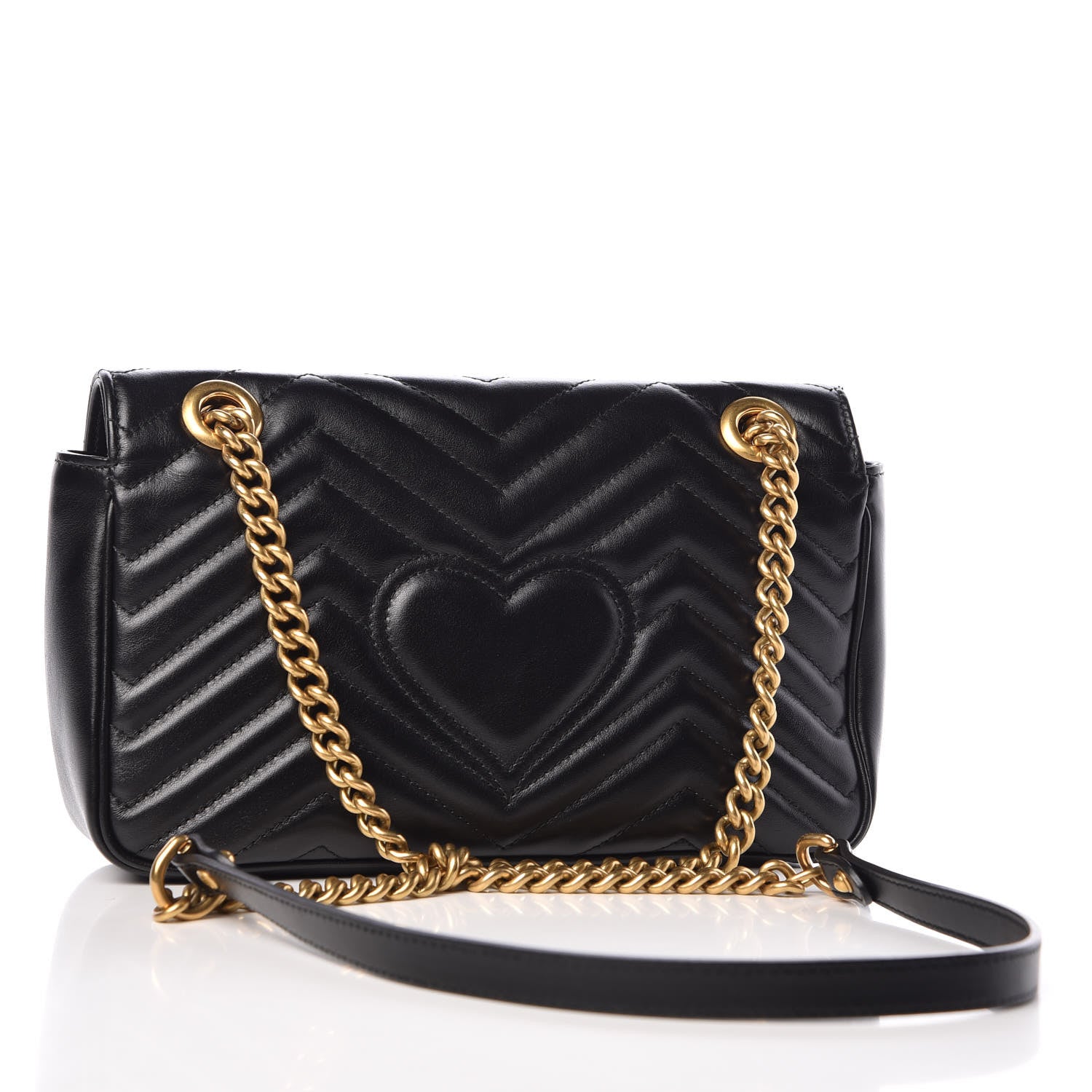 Gucci Calfskin Matelasse Small GG Marmont Shoulder Bag Black 3 of 10