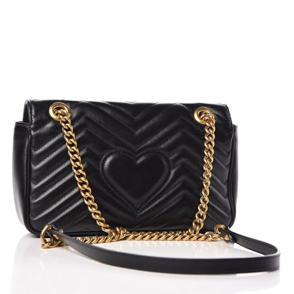 Gucci Calfskin Matelasse Small GG Marmont Shoulder Bag Black 3 of 10