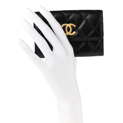Chanel Lambskin Quilted Flap Card Holder Wallet Black 2 of 9