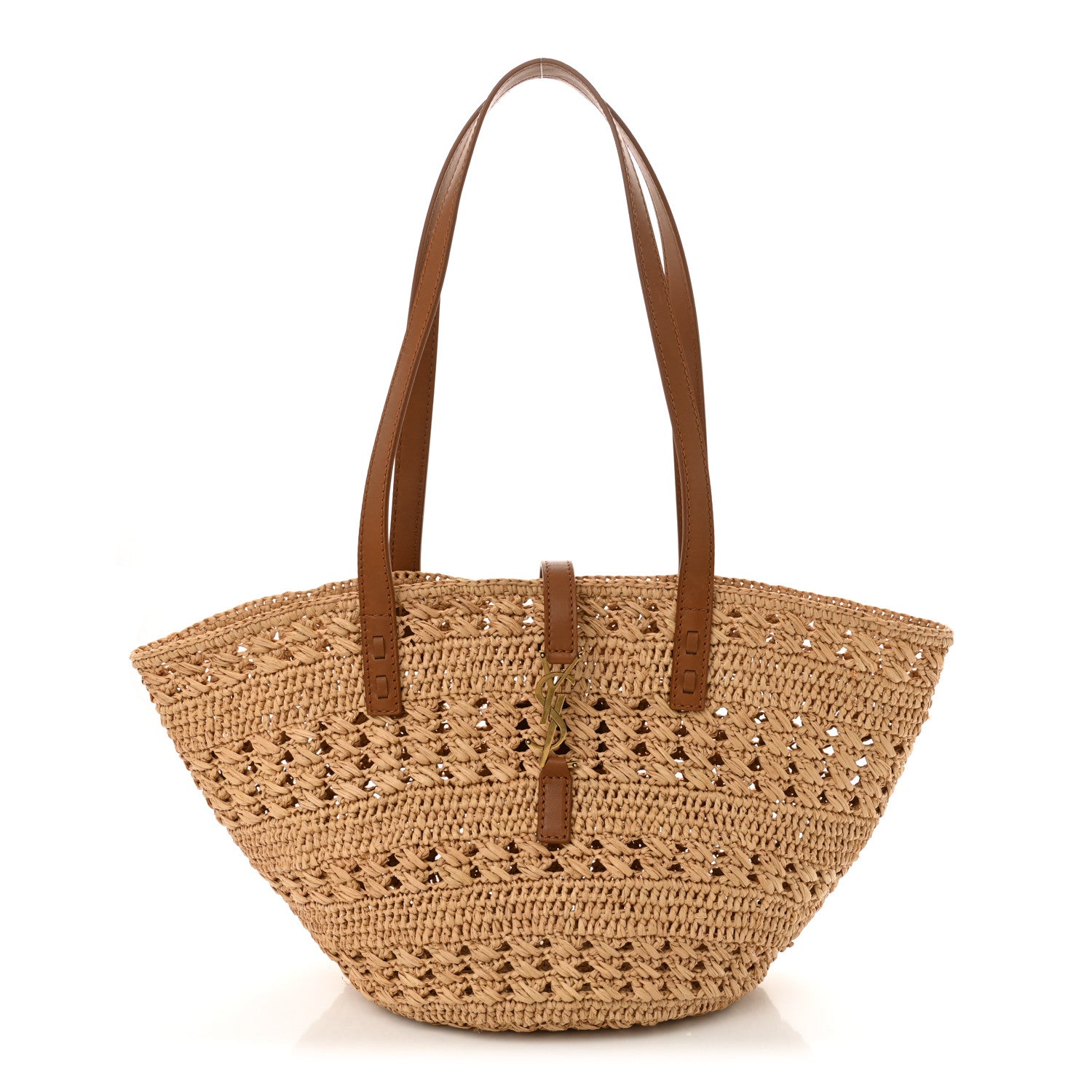 Saint Laurent Raffia Calfskin Small Panier Tote Naturel 1 of 10