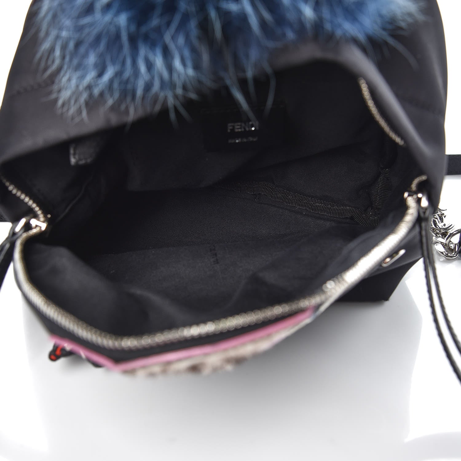 Fendi Nylon Vitello Fox Goat Fur Monster Eyes Mini Backpack Black Multicolor Sky 5 of 7