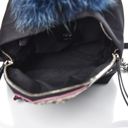 Fendi Nylon Vitello Fox Goat Fur Monster Eyes Mini Backpack Black Multicolor Sky 5 of 7