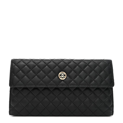 Chanel Lambskin Quilted CC Long Double Wallet Black 1 of 10