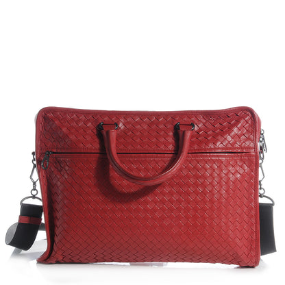 Bottega Veneta Light Calf Intrecciato Briefcase New Red 1 of 9