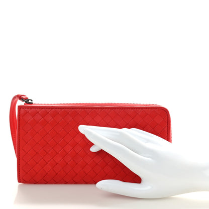 Bottega Veneta Nappa Intrecciato Wristlet Zip Wallet Red 2 of 12