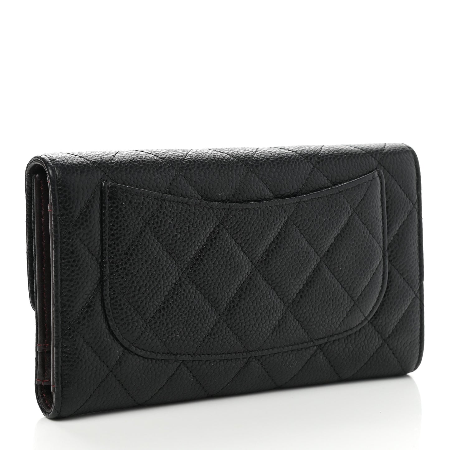 Caviar Quilted Large Flap Wallet Black