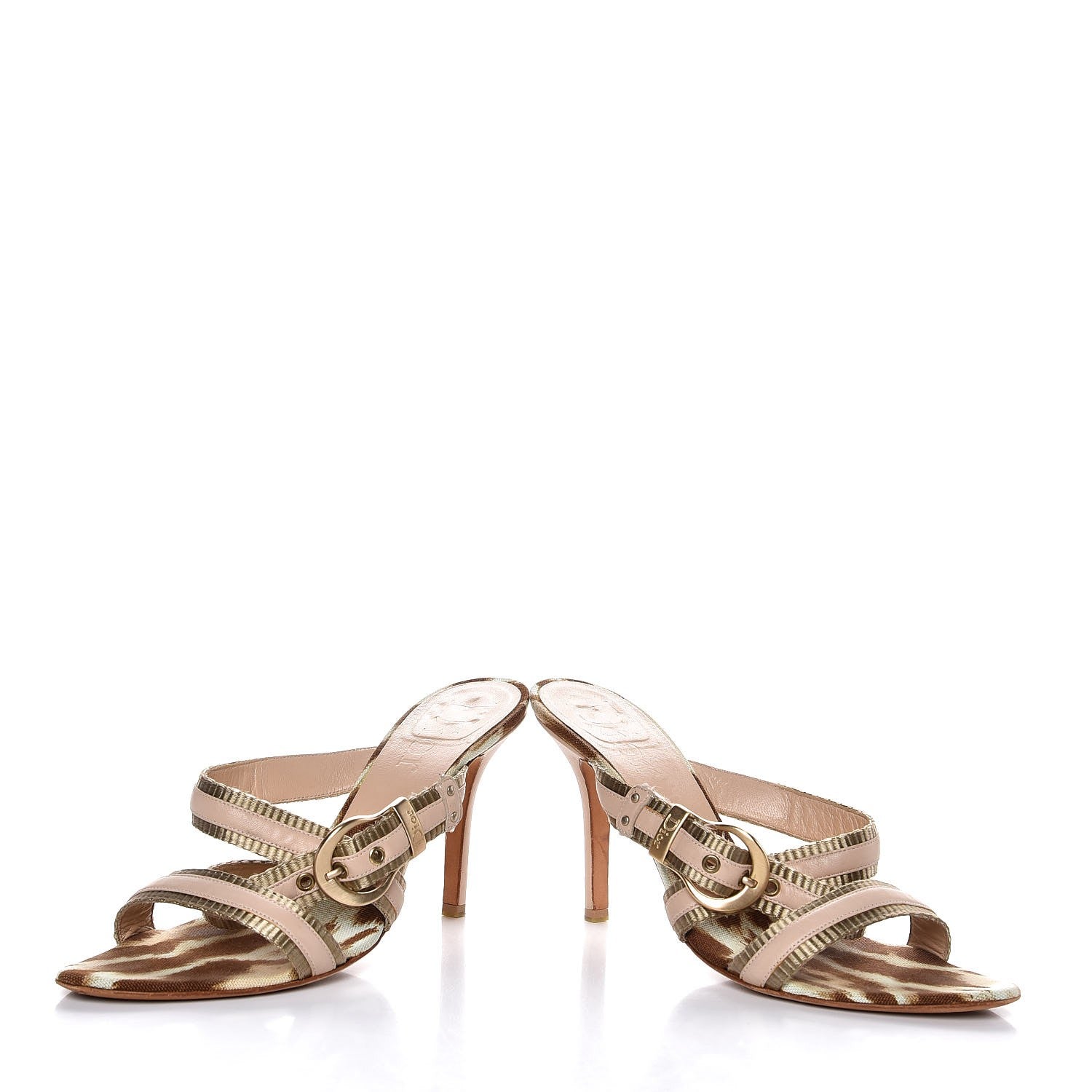 Christian Dior Calfskin Buckle Mule Sandals 40 Beige Gold 6 of 13