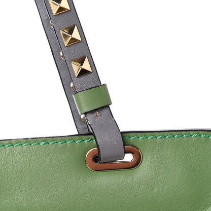 Valentino Garavani Vitello Colorblock Small Rockstud Tote Deep Rose Clover Grey Scarlet 13 of 18