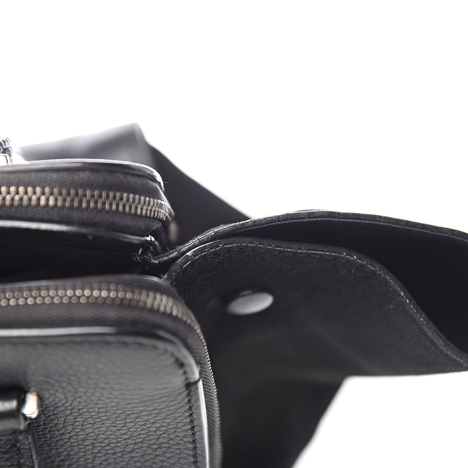 Celine Drummed Calfskin Suede Double Zip Trapeze Black 8 of 13