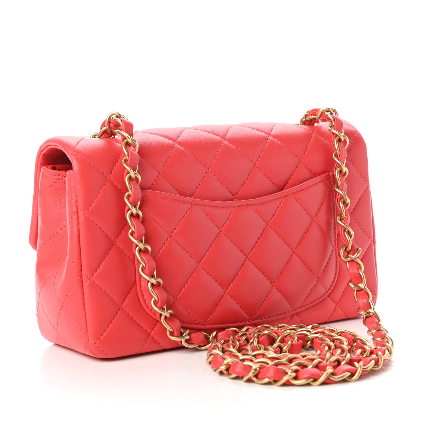 Lambskin Quilted Mini Rectangular Flap Red