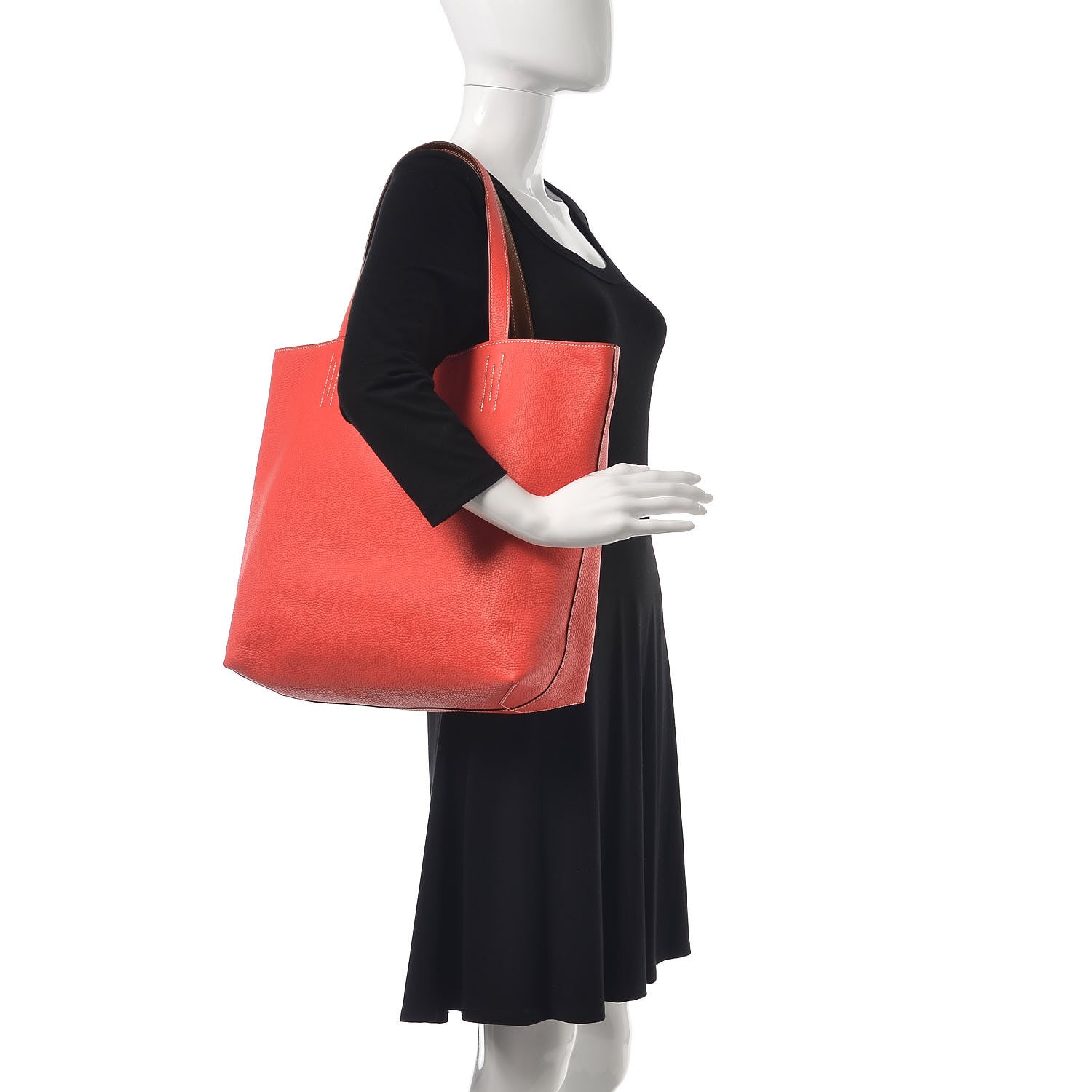 Hermes Taurillon Clemence Double Sens 45 Reversible Tote Gold Rose Jaipur 2 of 15