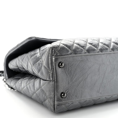 Chanel Metallic Aged Calfskin Quilted Medium Coco Handle Flap Charcoal 9 of 11