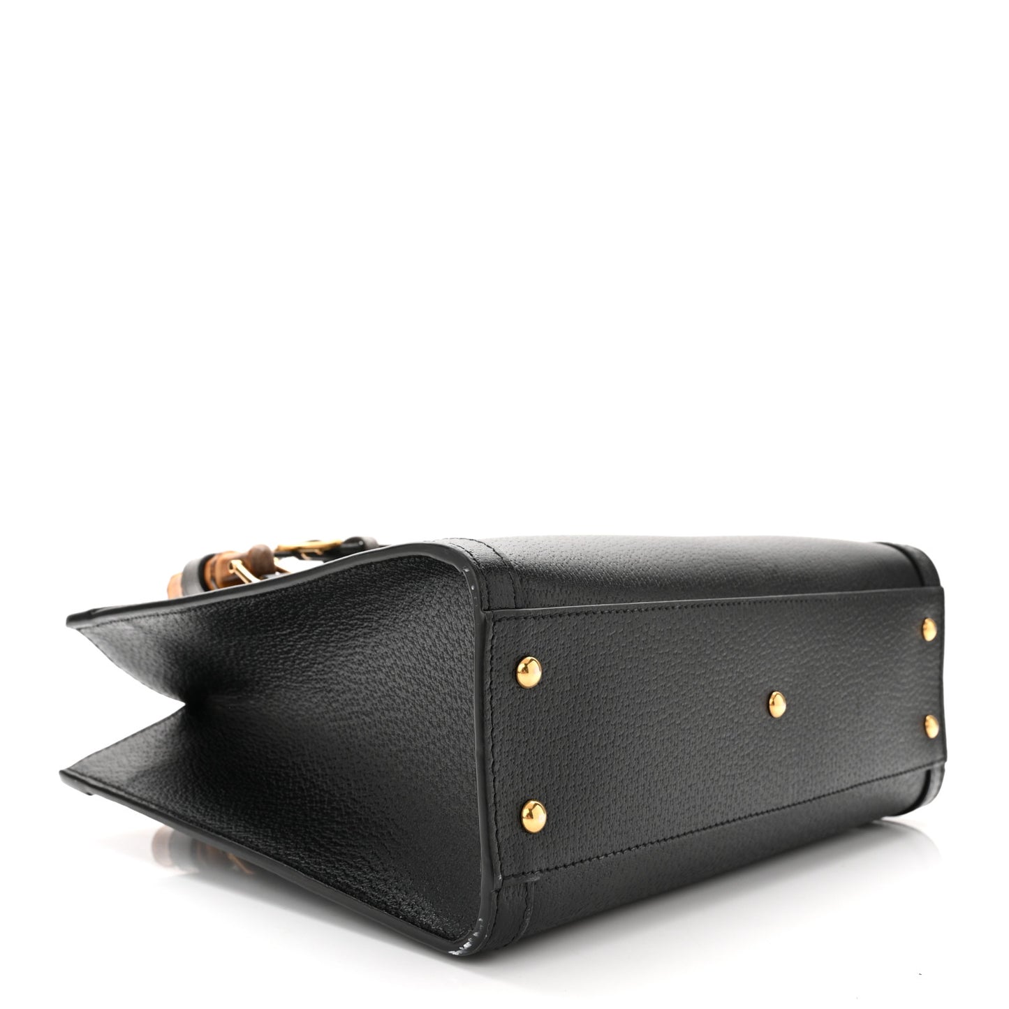 Textured Dollar Calfskin Web Small Diana Tote Bag Black Dusty Grey