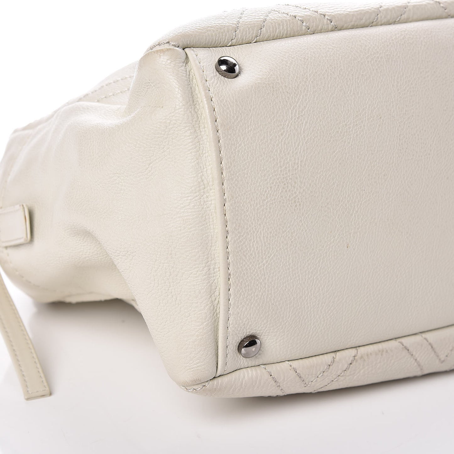 Calfskin Large Diamond Stitch Tote White