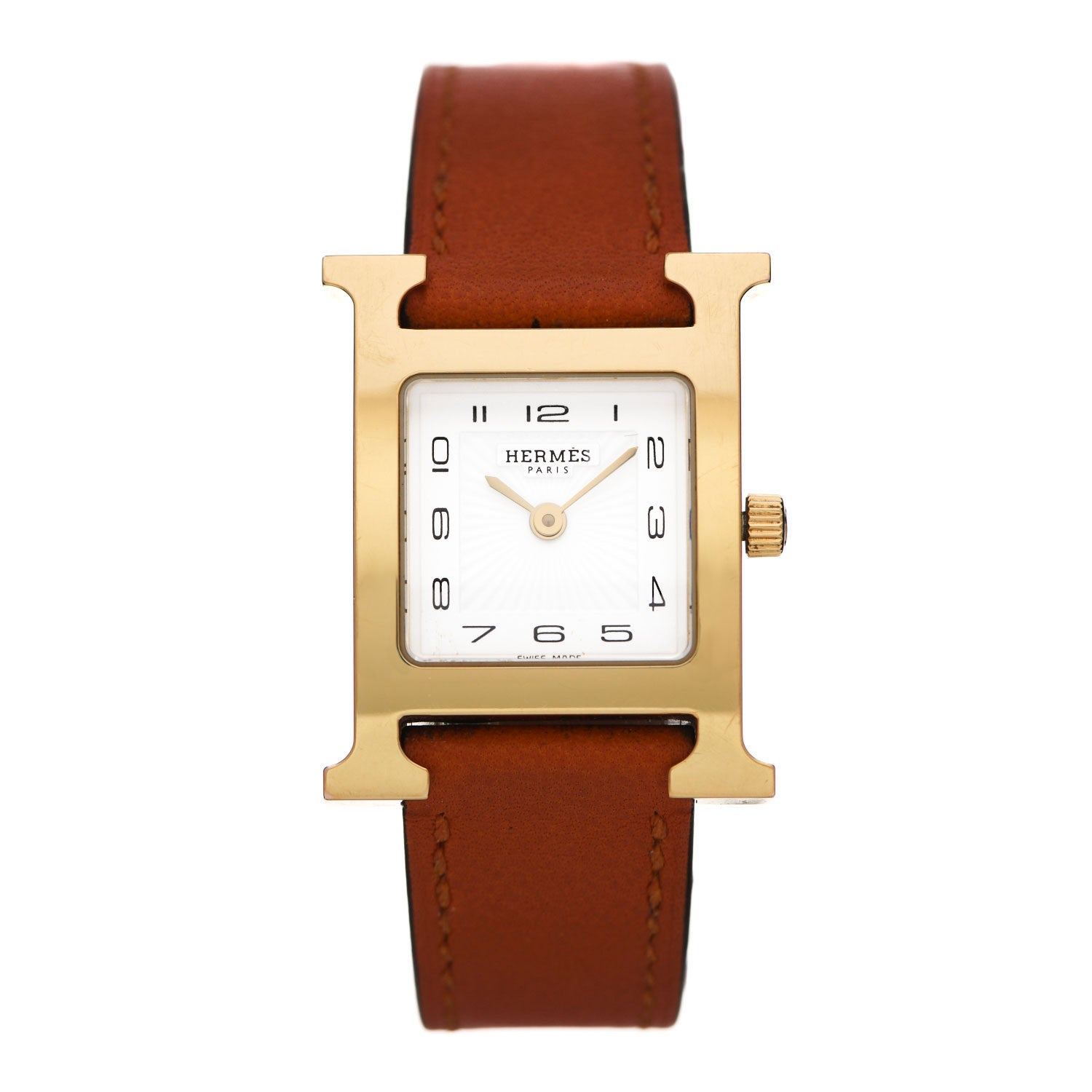 Hermes Stainless Steel Epsom 17.2mm Heure H Hour Quartz Watch Gold 1 of 5