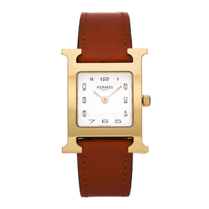 Hermes Stainless Steel Epsom 17.2mm Heure H Hour Quartz Watch Gold 1 of 5