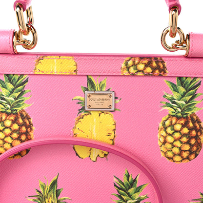 Dolce & Gabbana Dauphine Pineapple Print Medium Miss Sicily Satchel Rosa 8 of 8