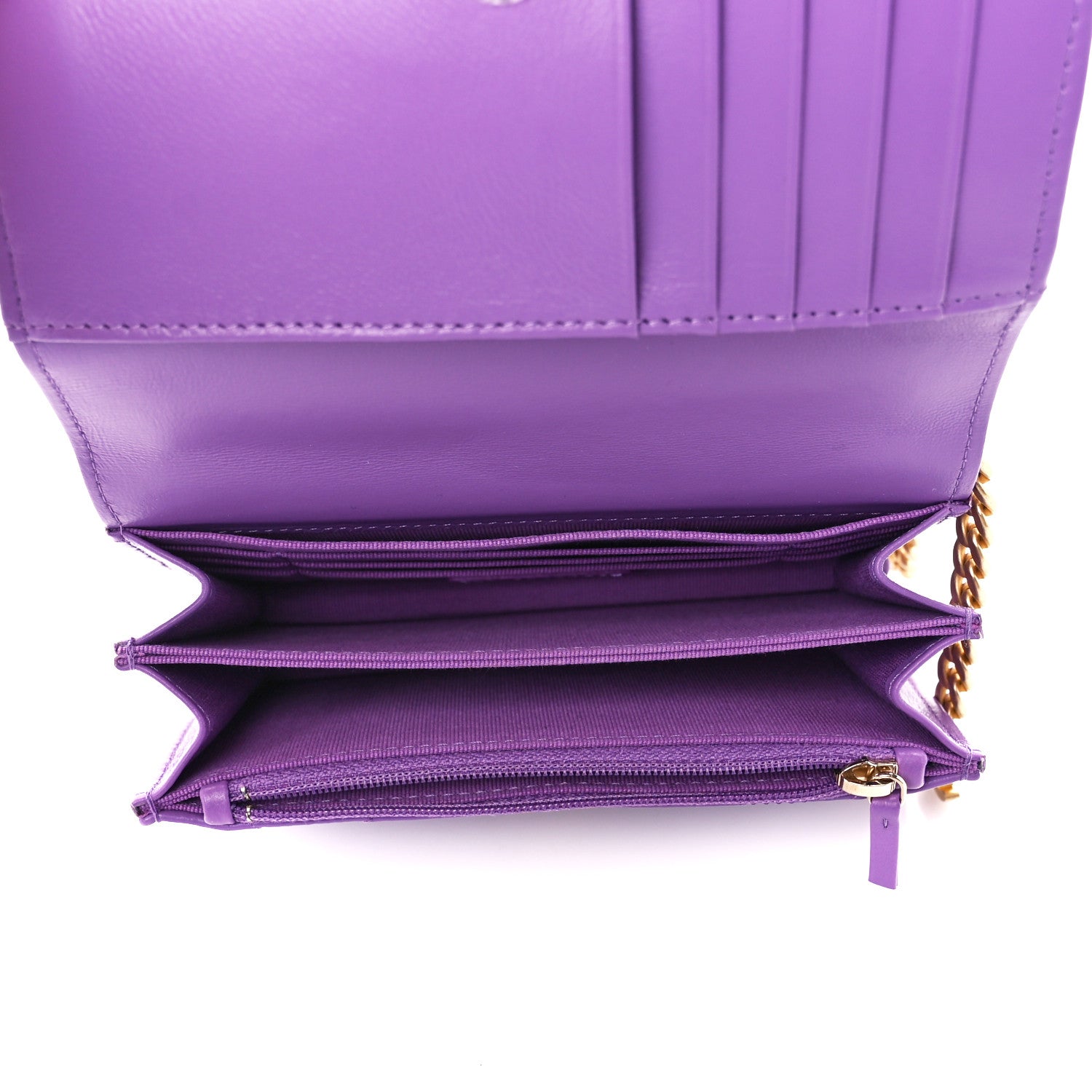 Chanel Lambskin Enamel Quilted Pending CC Clutch With Chain Purple 5 of 10