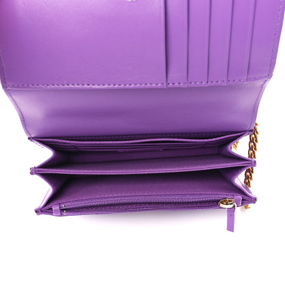 Chanel Lambskin Enamel Quilted Pending CC Clutch With Chain Purple 5 of 10
