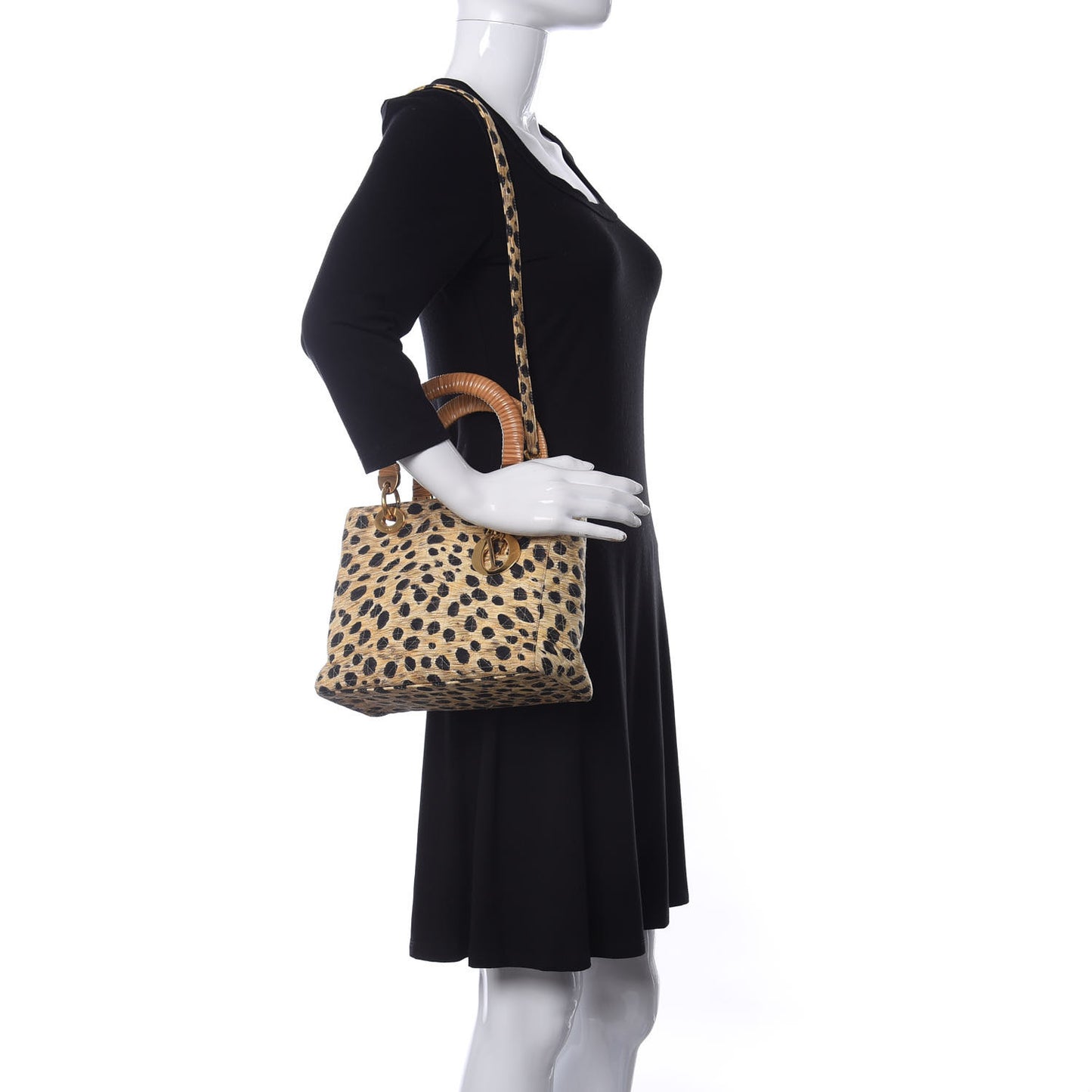 Canvas Leopard Print Medium Lady Dior