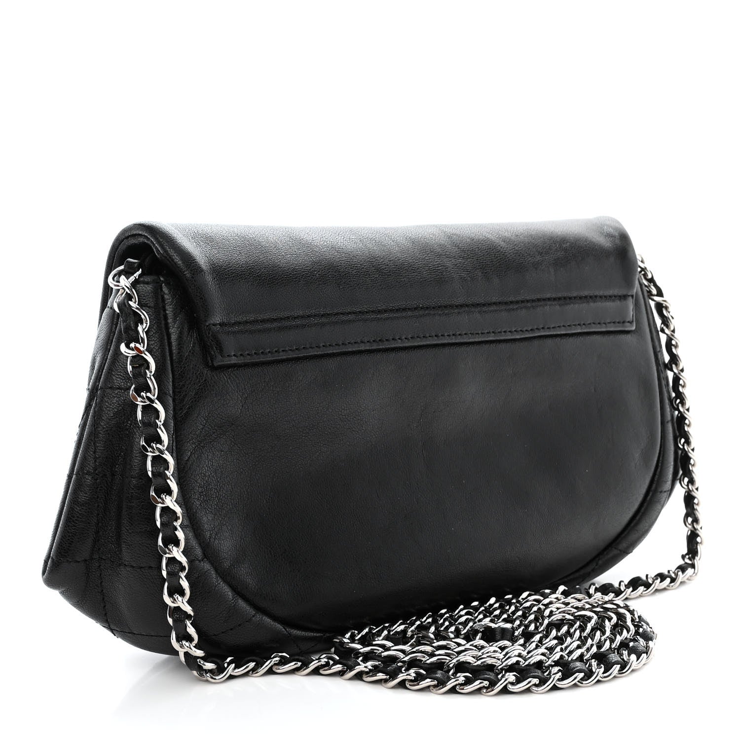 Chanel Lambskin Half Moon Wallet On Chain WOC Black 3 of 11
