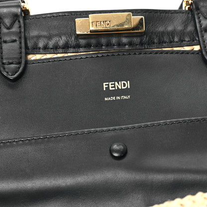 Fendi Raffia Vitello King Macrame Mesh Medium Peekaboo X-Tote Natural Black Cuoio 6 of 13