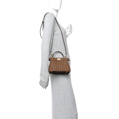 Fendi Vitello King Shiny Nappa Intreccio Petite Peekaboo I SEE U Satchel Gianduia 2 of 9