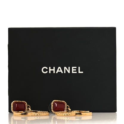 Chanel Metal Gripoix Enamel CC Drop Earring Red Black 5 of 5