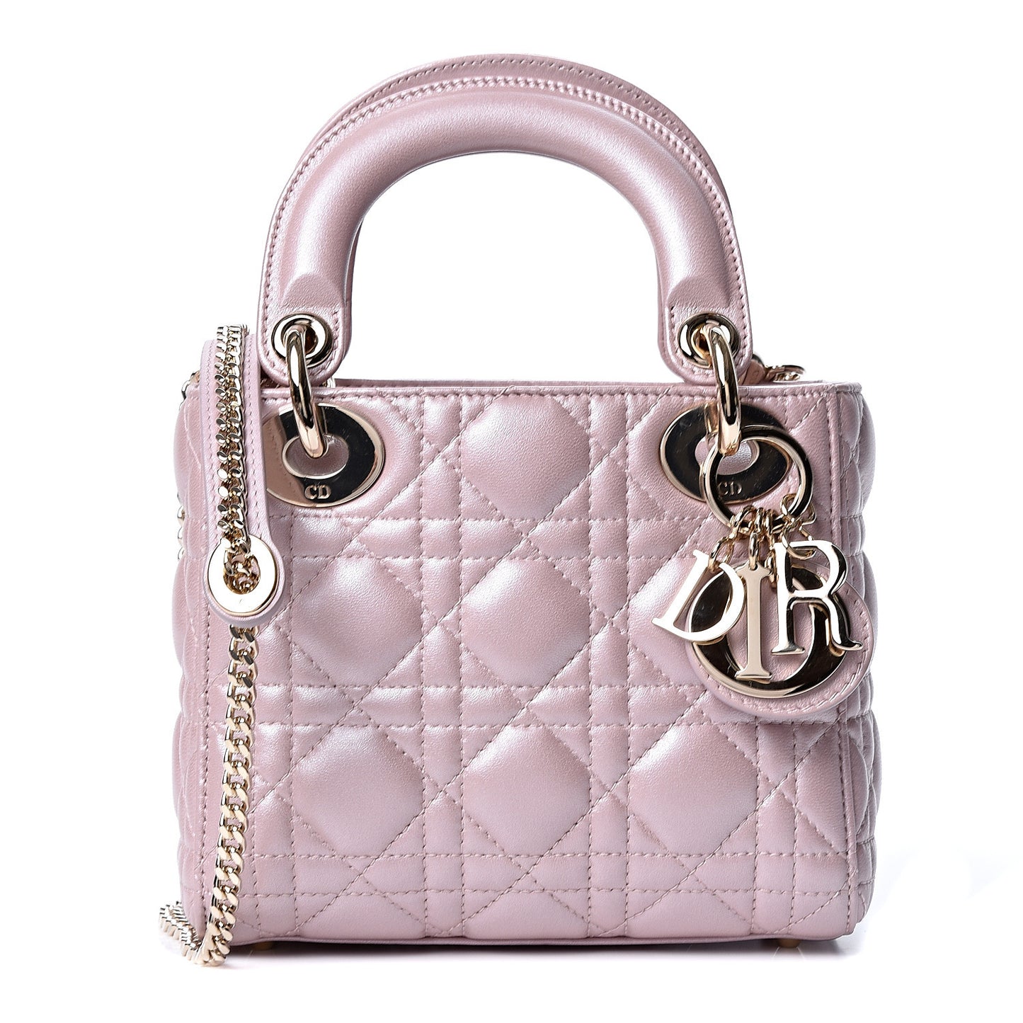 Metallic Lambskin Cannage Mini Lady Dior Lotus