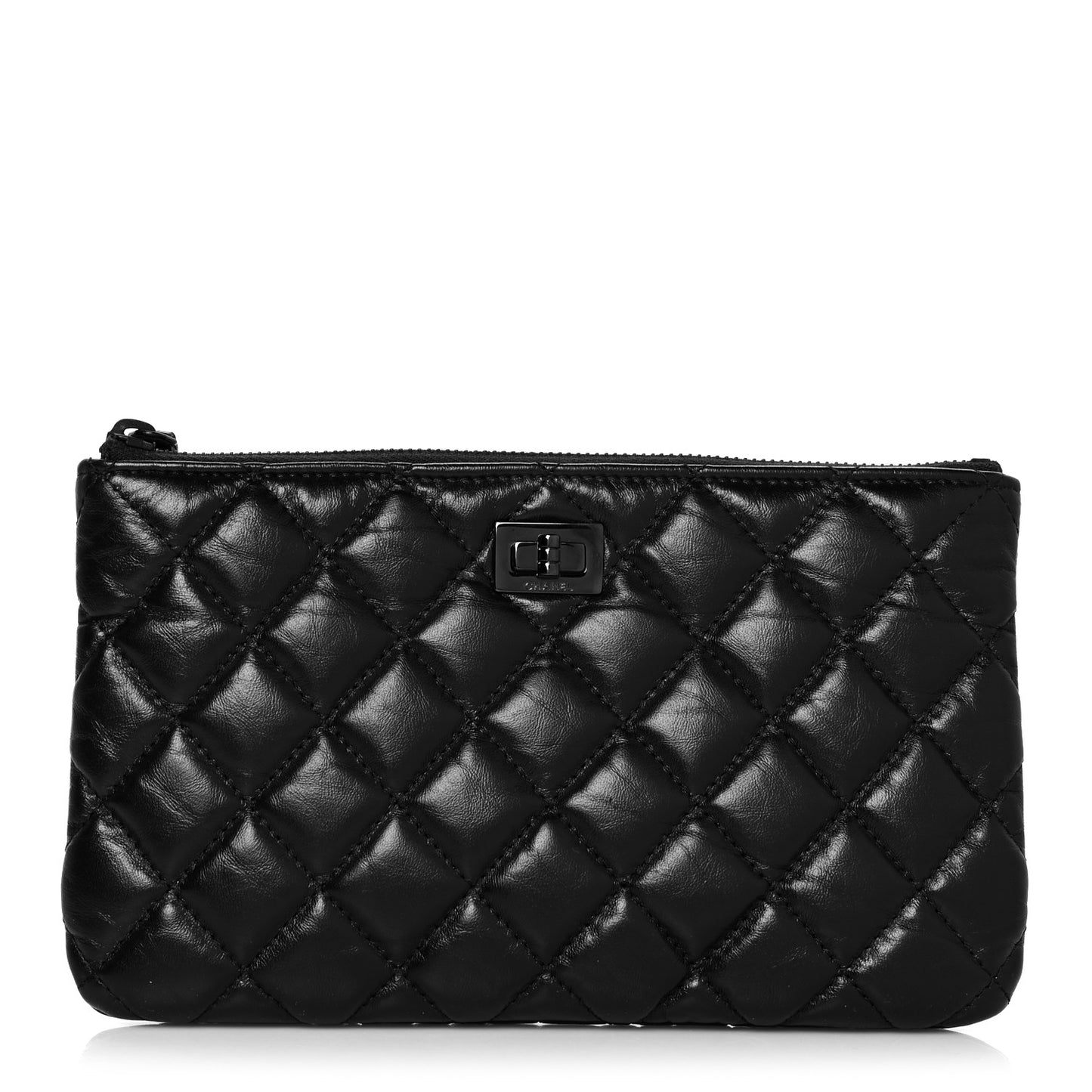 Aged Calfskin Quilted Medium Reissue Cosmetic Case So Black