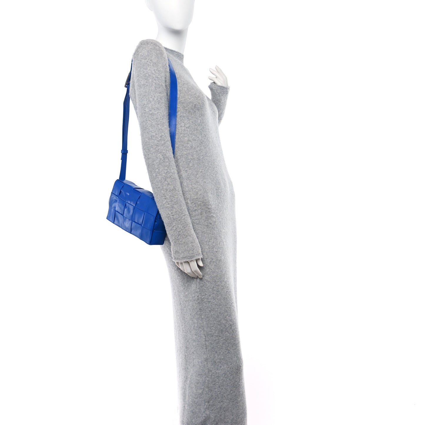 Paper Calfskin Maxi Intreccio Cassette Crossbody Bag Cobalt