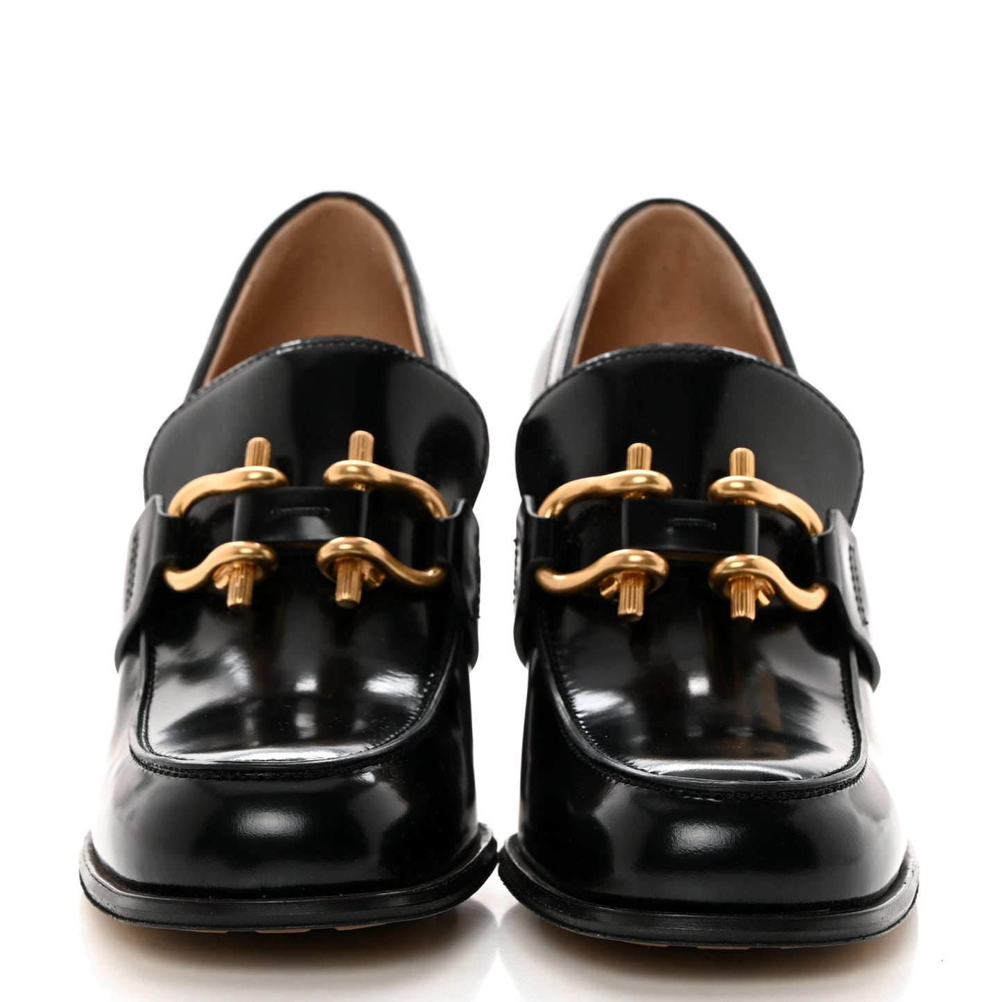 Glossy Calfskin Monsieur 70mm Loafer Pumps 38 Black