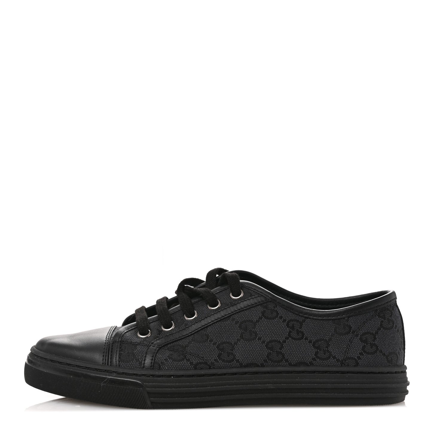 GG Monogram Calfskin Womens Low Top Sneakers 37 Piombo Black