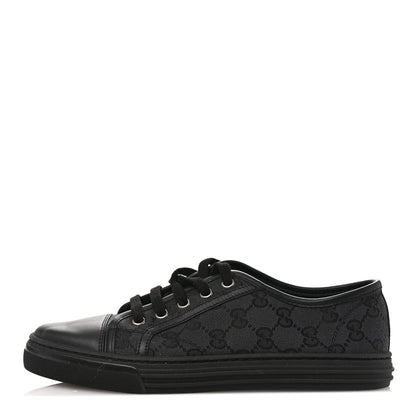 Gucci GG Monogram Calfskin Womens Low Top Sneakers 37 Piombo Black 1 of 9