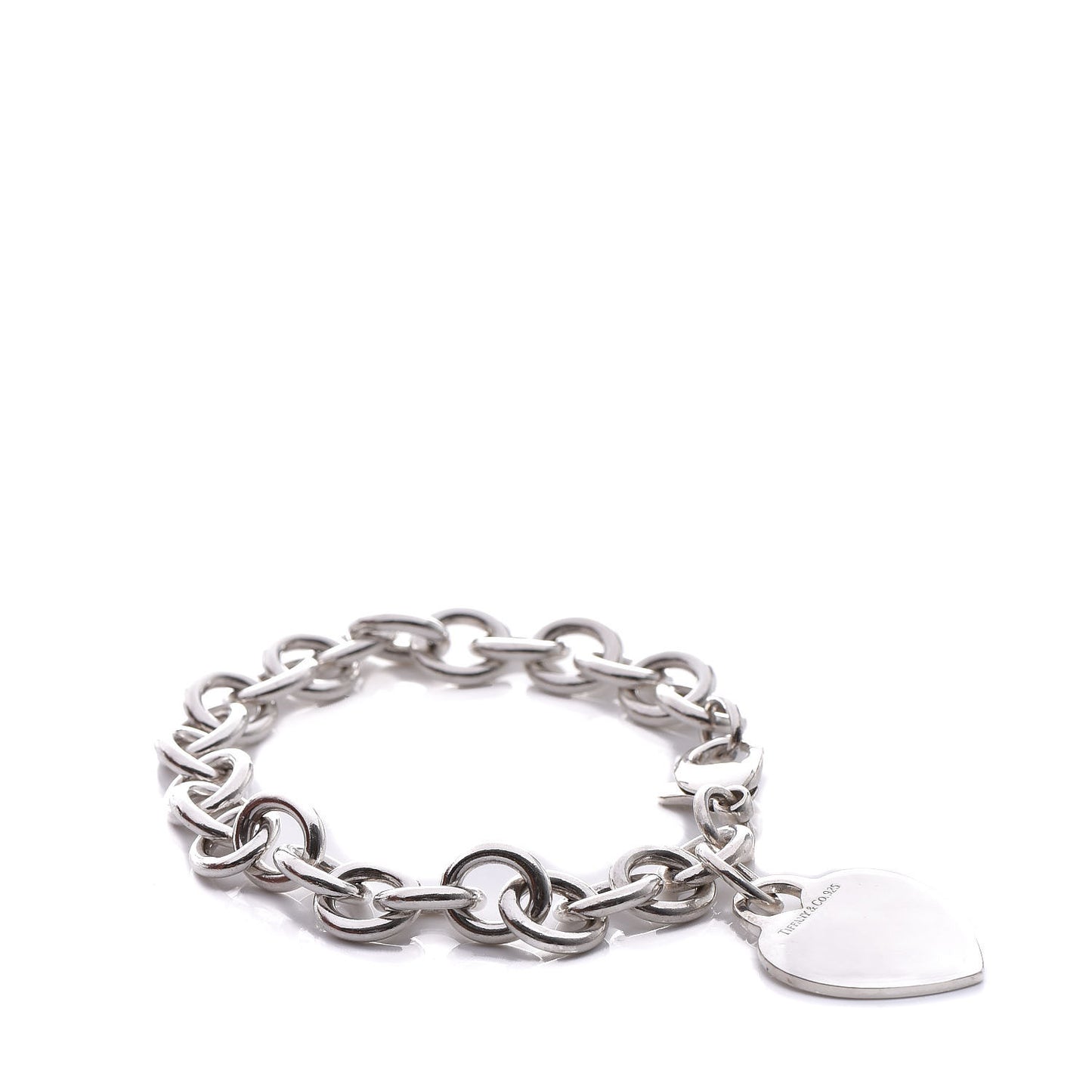 Sterling Silver Heart Tag Charm Bracelet