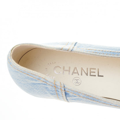 Chanel Denim CC Cap Toe Ballerina Flats 38.5 Light Blue 6 of 9
