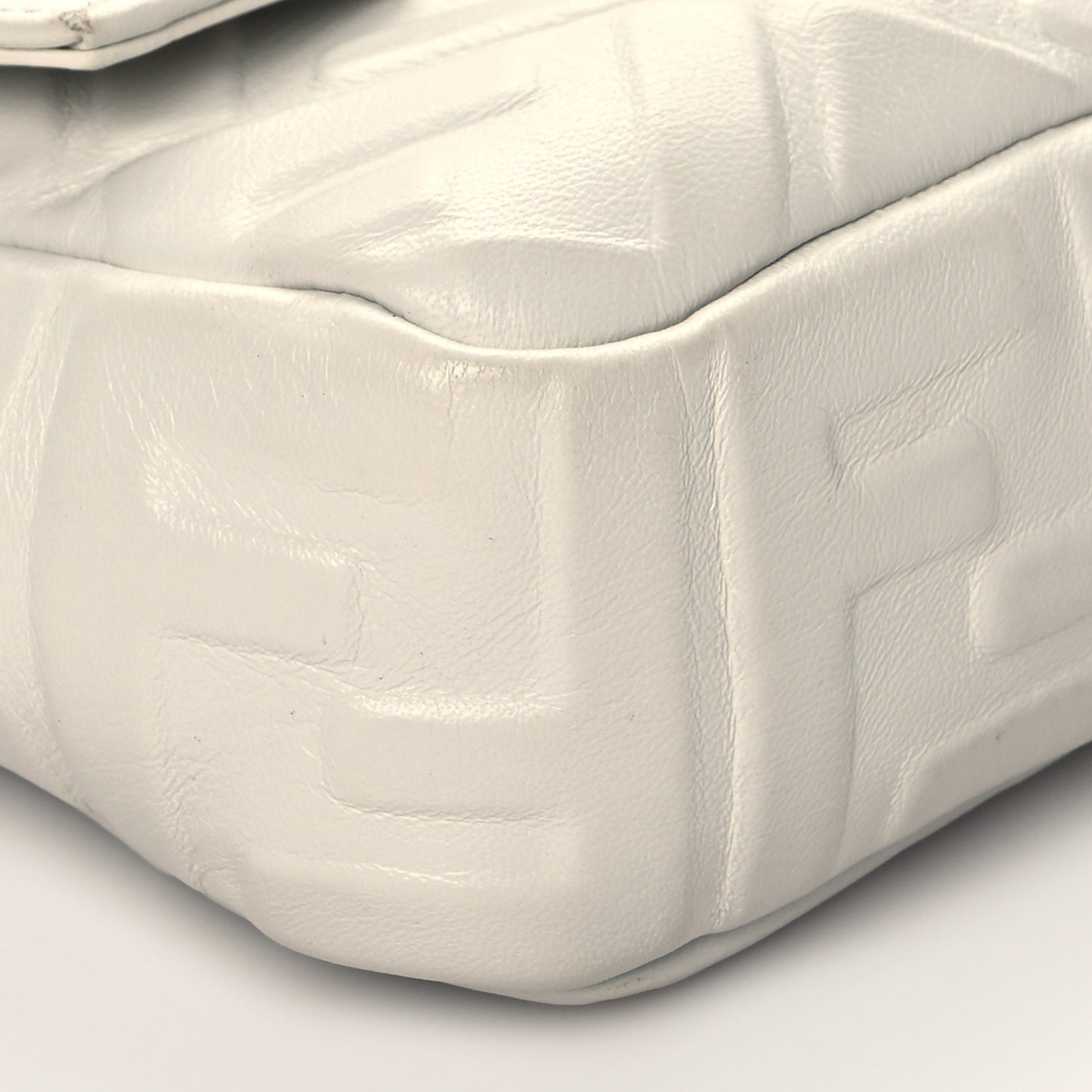 Nappa FF 1974 Embossed Baguette White