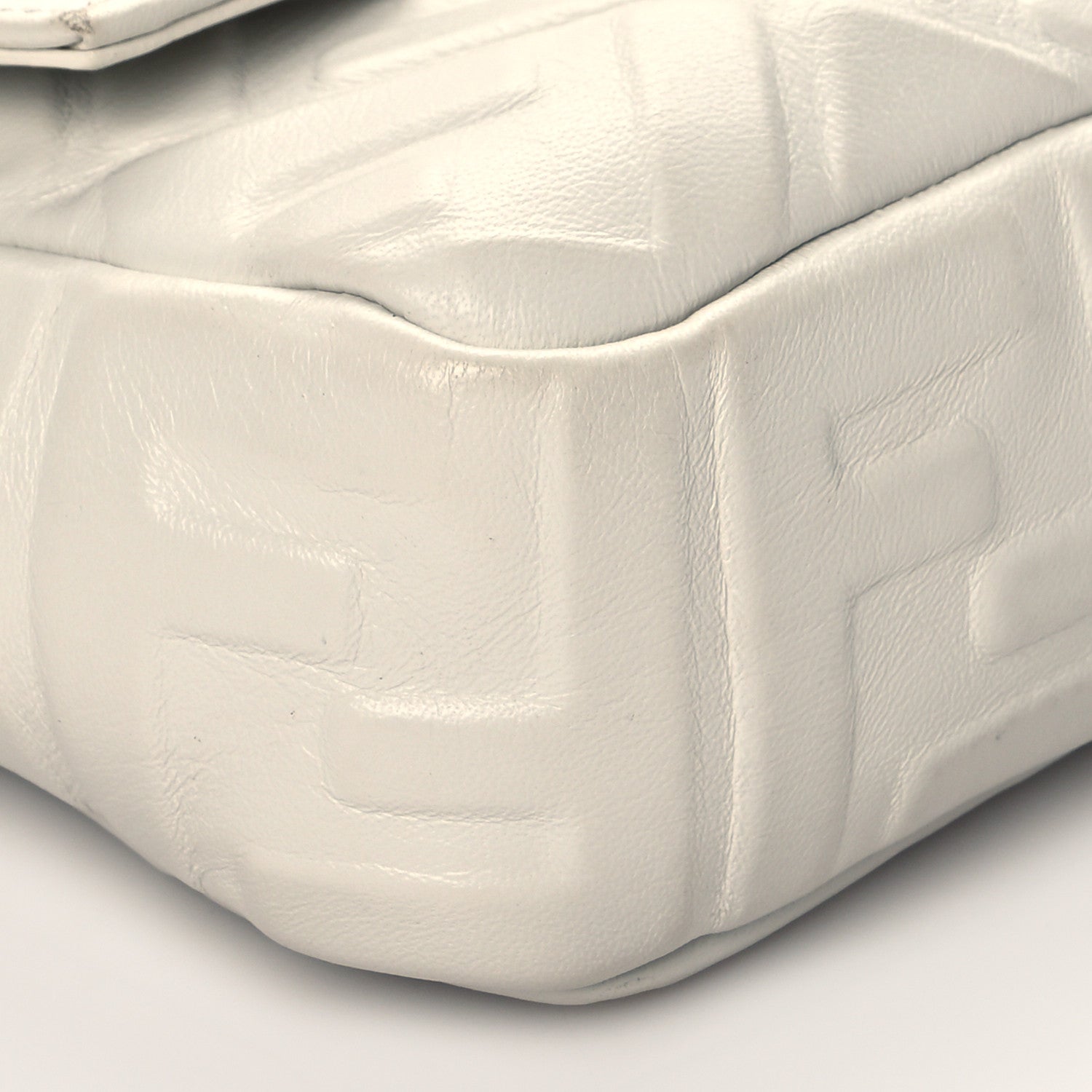 Fendi Nappa FF 1974 Embossed Baguette White 10 of 11